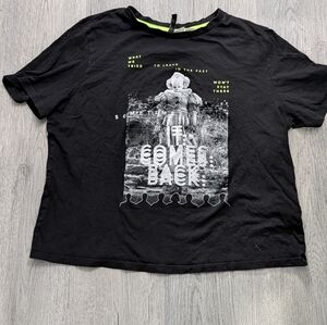 H&M Divided IT Pennywise Graphic Tee Black Horror Shirt Size S Cropped Goth